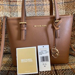 Jet Set Travel Extra-Small Saffiano Leather Top-Zip Tote Bag Michael kors brown